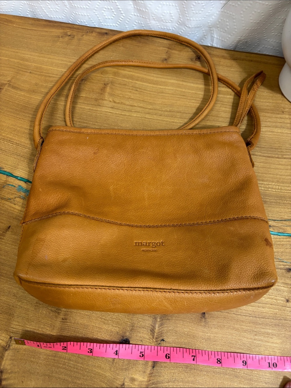 Margot New York Derby crossbody bag in soft leather cognac color - Picture 9 of 10